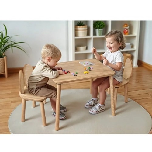 Bee Smart MS-60 Safir Naturel Beyaz Set (1 Masa 2 Sandalye)